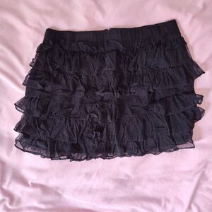 London Jean Black Ruffle Lace Mini Skirt size 4